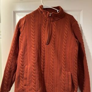 Coldwater Creek Brown Zip Up Sweater Cable Knit